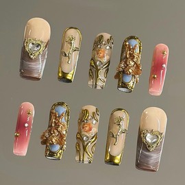 NailVesta DreamWear Collection – 100% Handcrafted 3D Press-On Nails | Reusable, Long-Lasting, Salon-Quality:_Angel’s Grace_L