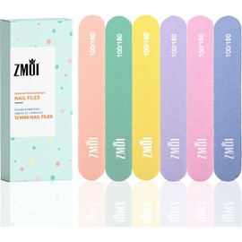 Mini lima de uñas profesional - 12 unidades elegantes - Práctica lima para uñas naturales y acrílicas 100/180 - 8,9 x 1,5 cm - Tablas de esmeril