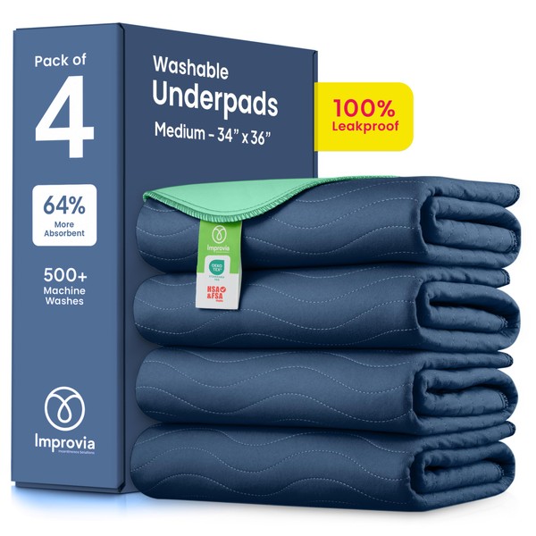 IMPROVIA® Washable Underpads 34" x 36" Pack of 4 Heavy