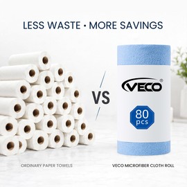 Microfiber Cleaning Cloth Roll 80 PCS, 12" x 12"