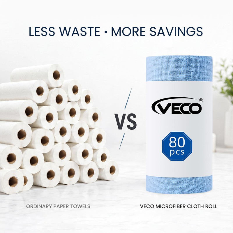 Microfiber Cleaning Cloth Roll 80 PCS, 12" x 12"