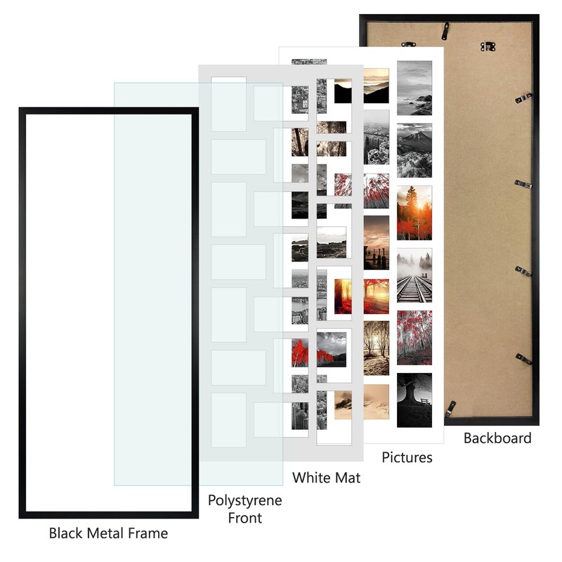 QUTREY Collage Picture Frame 4x6, 20 Opening Black Large Photo