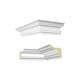 HEXIM LED Inner Corner Outer Corner Made of PU - Indirect Lighting with Modern Ceiling Strips, Opaque, Lightweight and Impact Resistant - (NK-LED-4 48 x 80 mm)