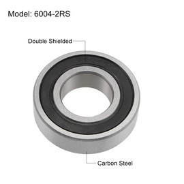 sourcing map Grooved Ball Bearing 6004-2RS Z2 Double Shielded Carbon Steel 20 mm x 42 mm x 12 mm