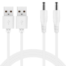 AZJCKEW 2-Pack Charger Cable Compatible with NuFace Mini Facial Device Fairywill FW-917 Electric Toothbrush DNSLY Brush Caytraill Face Brush, USB to DC Charging Cord, 5FT USB Power Cable-White