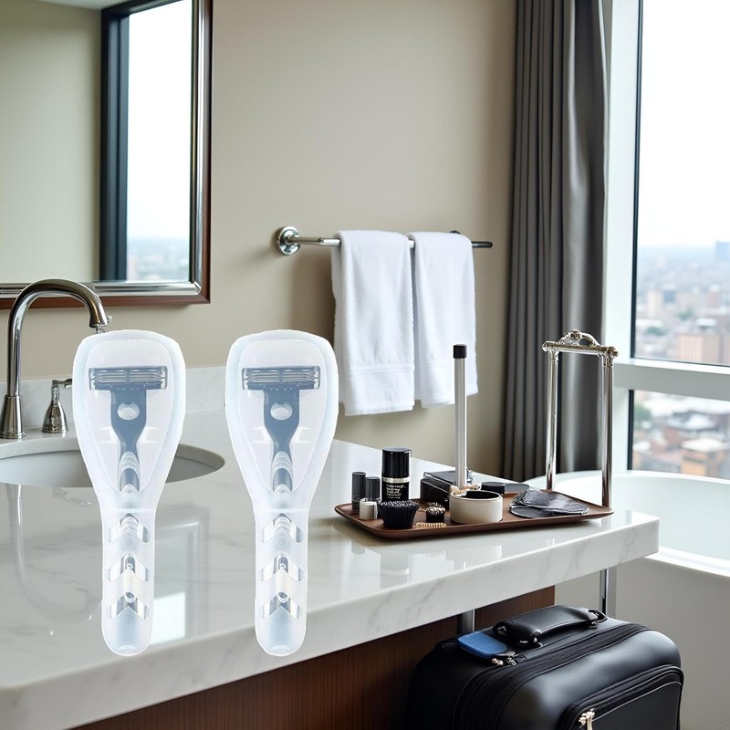 2Pcs Clear Travel Razor Case, Hard Plastic Shaver Cover with