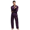 Tony & Candice Men's Classic Satin Pajama Set Sleepwear (Purple
