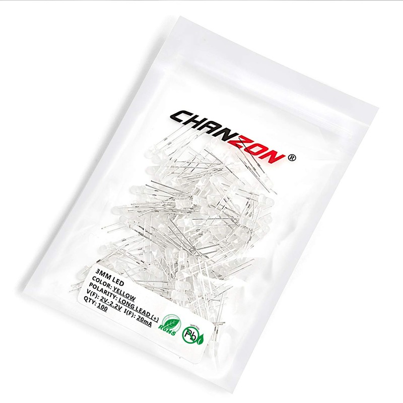 Chanzon 100 pcs 3mm Yellow Diffused LED Diode Lights (Frosted