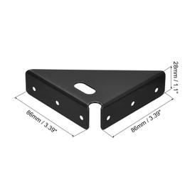 sourcing map 4Pcs Angle Corner Brackets 86mm x 86mm, Cold Rolled Steel Braces Joining Support with Screws for Desk Bed Edge (Black)