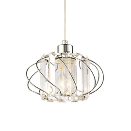 Modern Pendant Lamp Shade with Clear Acrylic Rectangular Prims and Shiny Chrome Twisted Round Frame | 19cm x 19cm | for Bedroom Dining Room Lounge etc by Happy Homewares