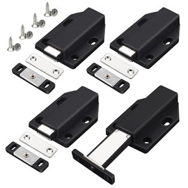 Pressure Door Opener Push to Open Magnet Jiayi Pack of 4 Heavy Duty Cabinet Door Opener Tip On Fitting Furniture Drawers Pressure Opener Cabinet Door Opener Magnetic Catch Push Catch Black