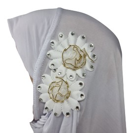 Yaqeen Girls Hijab 1-7 yrs Children Scarf islamic Headscarf Instant Kids Ideal for nursery, Party, madrassa… (White)