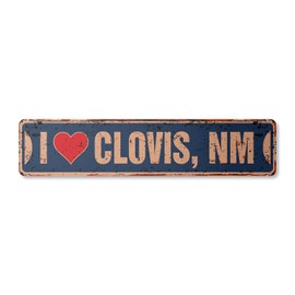 I Love Clovis New Mexico Vintage Aluminum Street Sign nm City State us Wall Road décor Rustic Metal tin Gift | Indoor/Outdoor | 24" Wide