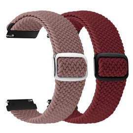 2 Pack Quick Release Braided Bands - 18mm 19mm 20mm 22mm 24mm Solo Loop Adjustable Soft Band For Women Men