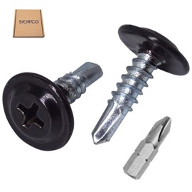 SKIR'CO (Pack of 150) Painted 4.2 x 16 mm Self Drilling Screws, Phillips Modified Truss Head, Tapping Screw, Flat Head (150, Jet Black RAL 9005)