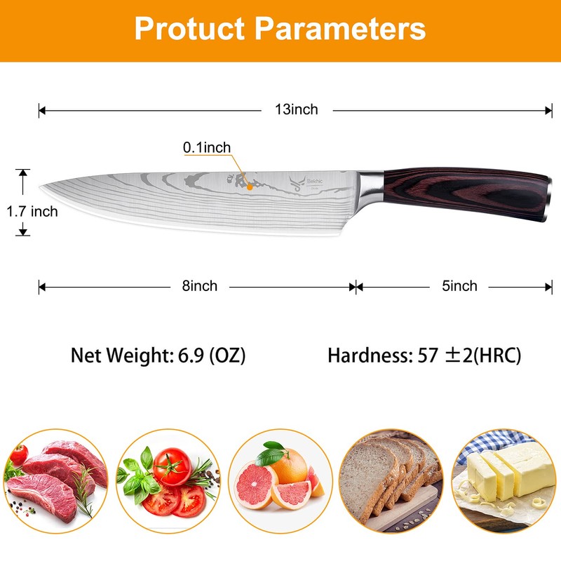 Bekhic Chef Knife - CKnife Pro Kitchen Knife 8-Inch Chef's