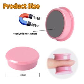 QOJOPU Pack of 30 Strong Magnets for Magnetic Board & Whiteboard - Round Pink Fridge Magnets, Decorative Mini Magnets, Small, Magnets Strong Hold for Notice Board, Magnetic Board, Office, School
