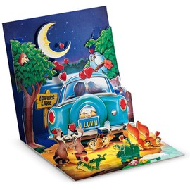 3D Pop Up Greeting Card | Lover’s Lane| I Luv U | Original Fun Design | Envelope Included |Printed in the USA