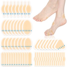 64 Pieces Blister Bandages for Feet - 6 Styles Adhesive Blister Pads for Heel, Foot, Toe, Feet, Blister Chshions for Prevention & Recovery