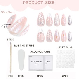 TELAIN Press On Nails Set, 24 Christmas Fake Nails with Jelly Glue, High-Quality ABS Acrylic, Easy and Quick to Apply, Perfect Gift for Women