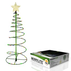 Touch Of ECO Solar Metal LED Christmas Tree Decoration Light - 70 LEDs, Easy Installation, 2 Feet Tall, Perfect for The Holidays - 1 Pack, Multi-Colored