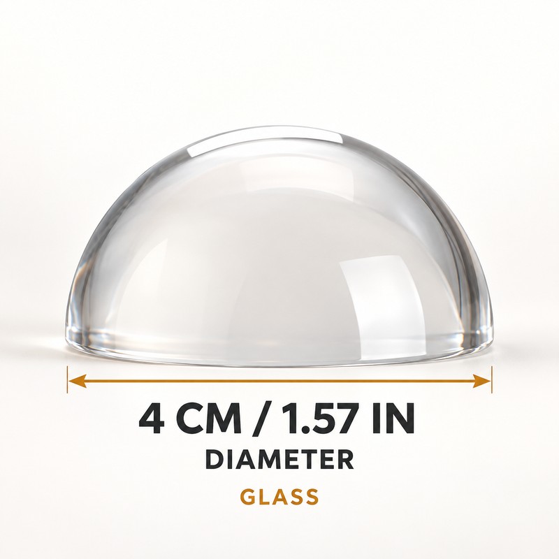 Clear Glass Half Ball Paperweight Magnifier, Crystal Dome Desk Decor
