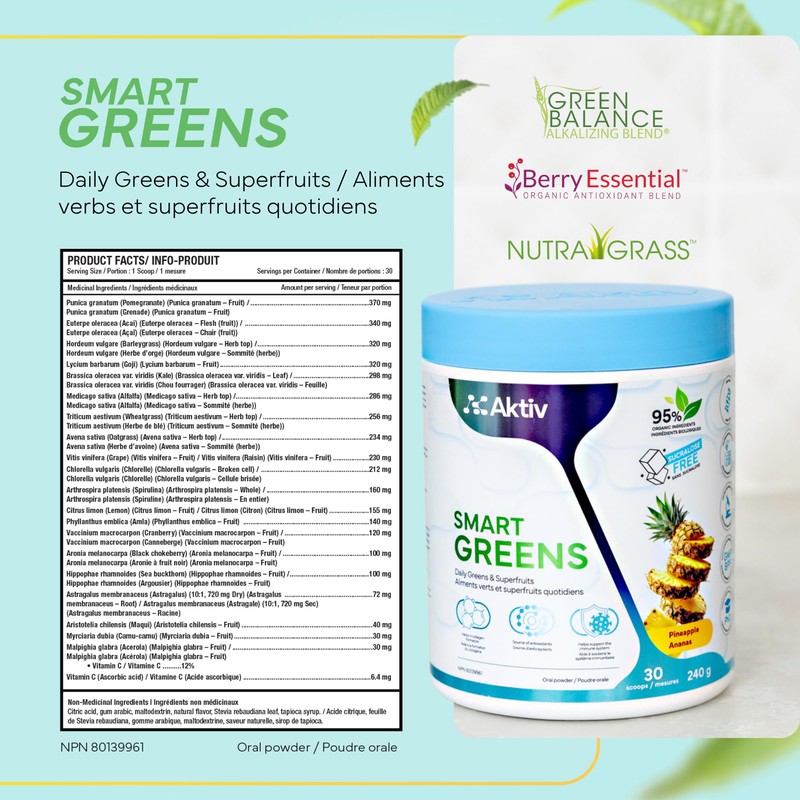 Aktiv Greens Supplement – Pineapple | 95% Organic Ingredients |