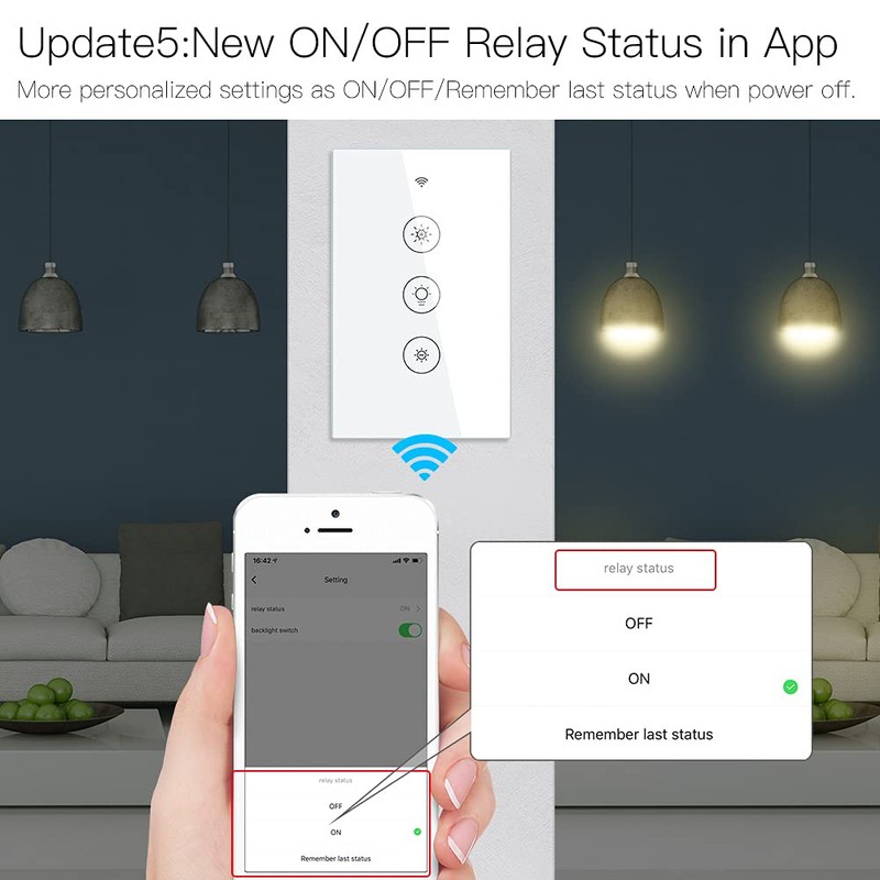 MOES WiFi RF Smart Light Dimmer Switch, Smart Life/Tuya APP