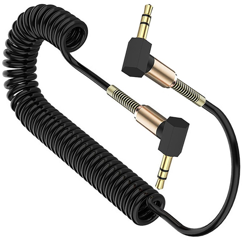 tunghey 2Pack 3.5mm Coiled Cable Dual 90 Degree Right Angle