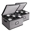 Wine Glass Storage Box with Dividers, 2 Pack Stackable Stemware