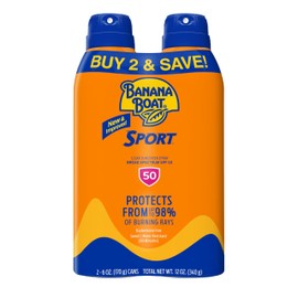 Banana Boat Sport Ultra SPF 50 Sunscreen Spray | Banana Boat Sunscreen Spray SPF 50, Water Resistant, Oxybenzone Free, Sunblock, 6oz each Twin Pack