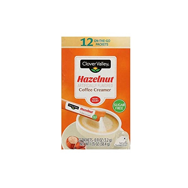 Clover Valley Sugar Free Hazelnut Coffee Creamer- 12 On-The-Go Sticks-