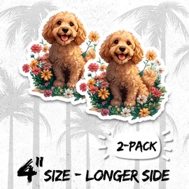 Golden Doodle Magnet 2 Pack 4 Inch - Cute Dog Breed Refrigerator Magnets for Fridge Whiteboard Locker Fun Kids Kitchen Decor Strong Pet Owner Gift for Animal Lovers Home Office Classroom ID44999