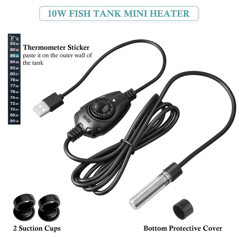 PYPABL 10W Super Mini USB Aquarium Heater, Nano Fish Tank