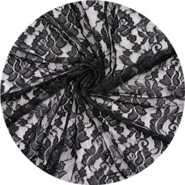 Rilassato 60 Inches Wide Stretch Lace Fabric for Wedding Dress, Fashion, Crafts, Tablecloth, Decorations Lace Trim Fabric - 8178 (Black, 1 Yard)