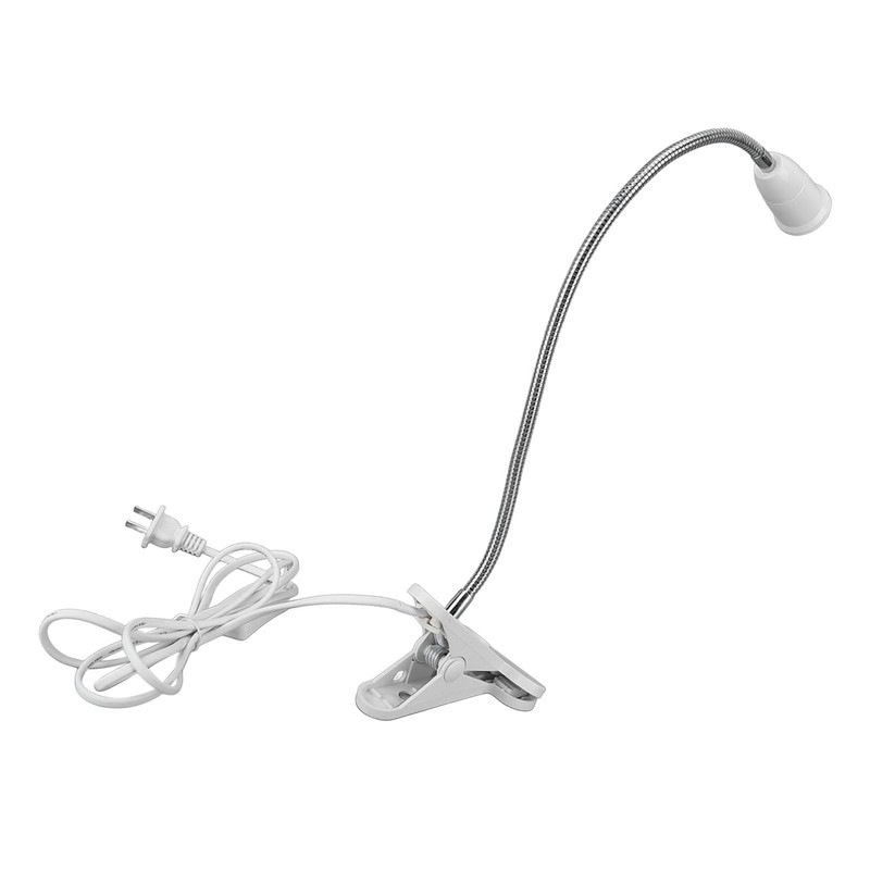 E26/E27 Clip Desk Lamp Holder 5.9ft Cable 11.8in Gooseneck Design