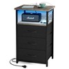 Fixwal Night Stand with Charging Station, LED Nightstand with Fabric