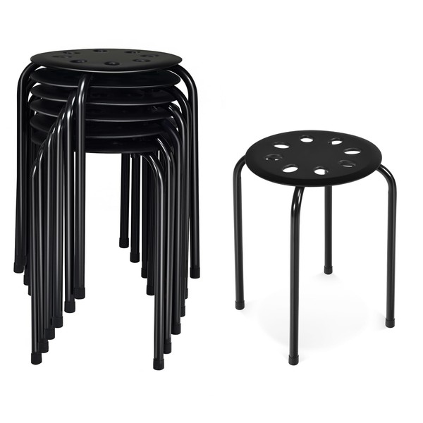 RELAX4LIFE Stackable Classroom Stools Set-of-6-17.5’’ Backless Decoration Nesting Stools w/Round