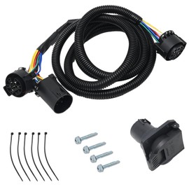 Anxingo 7-Foot 7-Pin Vehicle Trailer Wiring Plug Harness Extension Replacement for Chevy Dodge Ford GMC Nissan Toyota Ram 5th Wheel and Gooseneck Trailers