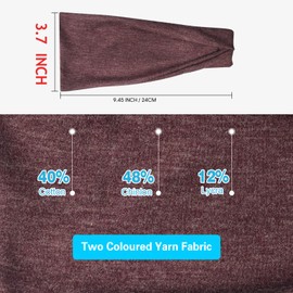 RITOPER Workout Wide Headbands for Women Non Slip, Soft Cotton Fabric Head Bands Boho Hair Bands for Women's Hair, Thick Headbands Head Wraps for Fashion, Yoga, Running, Spa Day, Party, Travel