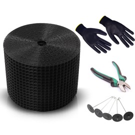 FUTRPOW Solar Panel Bird Guard,8in x100ft Critter Guard for Solar Panels with 80pcs Fastener Clips,PVC Coated Critter Guard with Gloves and Pliers,1/2in Pigeon Solar Panel Mesh for Bird Proofing