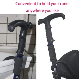 Swantú Walking Stick Holder Foldable Cane Holder Crutches Flexible Hook Bendable Grabber Hanger for Crutch and Wheelchair Users (3, Black)