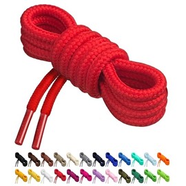 Birch Round Shoelaces 27 Colors 3/16" Thick Shoe Laces 4 Different Lengths (45.5" (115cm) - L, Red)