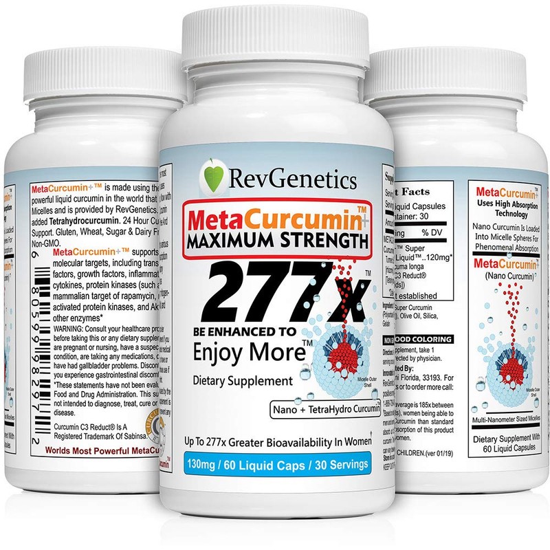 REVGENETICS MetaCurcumin 277x Super Curcumin + TetraHydroCurcumin (60 Liquid Capsules)