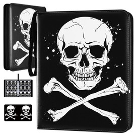 1080 Pockets Card Binder 9 Pocket, Trading Card Binder with 60 Page Removable Sleeves, Zipper Card Book Album Holder[PROTECTIVE][PLEASANT TOUCH SURFACE] ​​Skull​