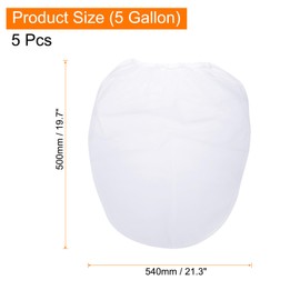 sourcing map Paint Strainer Bags 5 Gallon 19.7"x21.3" Fine Mesh Reusable Polyester Strainer with Elastic Opening for Painting, Aquarium, Lab, Agricultural, Industrial, 5Pcs