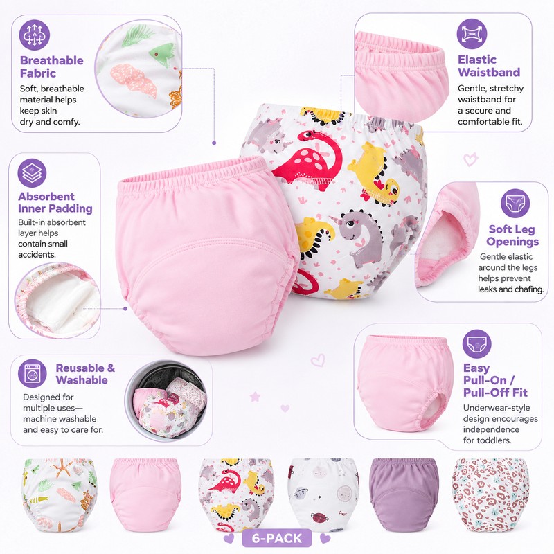 Toddler Boys Potty Training Underwear for Daytime Use – 6-Pack