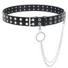 SUOSDEY Double Grommet Leather Belt with Detachable Chain for Women