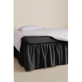Jotex Zack Valance Bed Skirt - 100% High Quality Organic Cotton Bed Skirt, Height 45 cm - Black, 120 x 200 cm