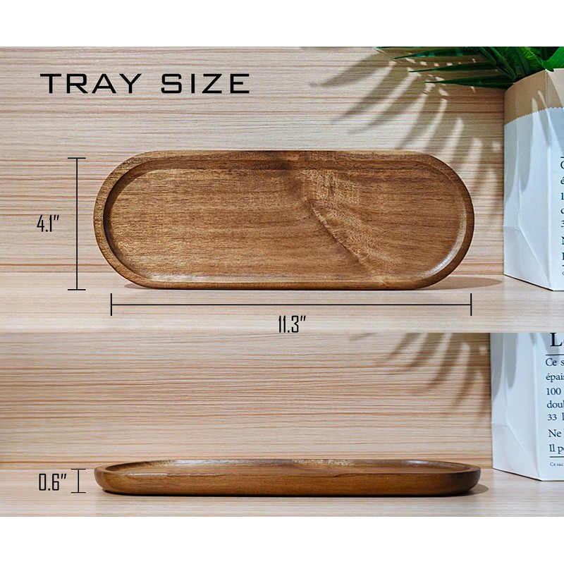 VSUINGO Small Wooden Oval Tray (11.3 x 4.1 inch), Mini